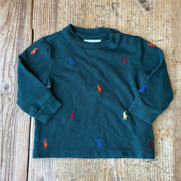 Ralph Lauren Other - Ralph Lauren Forest Green Crewneck Top with Multicolor Pony Embroidery